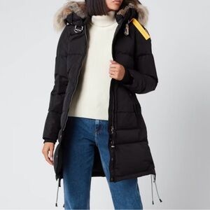 Parajumpers Women's Long Bear Down Coat With Fur Lined Detachable Hood NWT